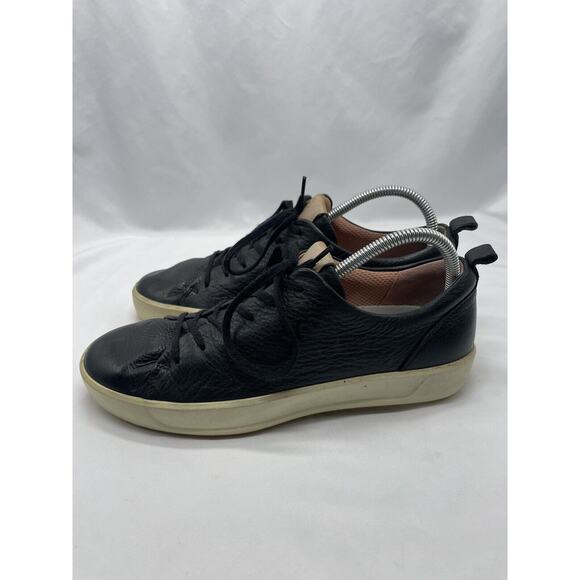 Ecco Shoes Black Soft Leather Lace Up Sneaker‎ Casual Golf WMN 41 US 10 - Picture 2 of 11